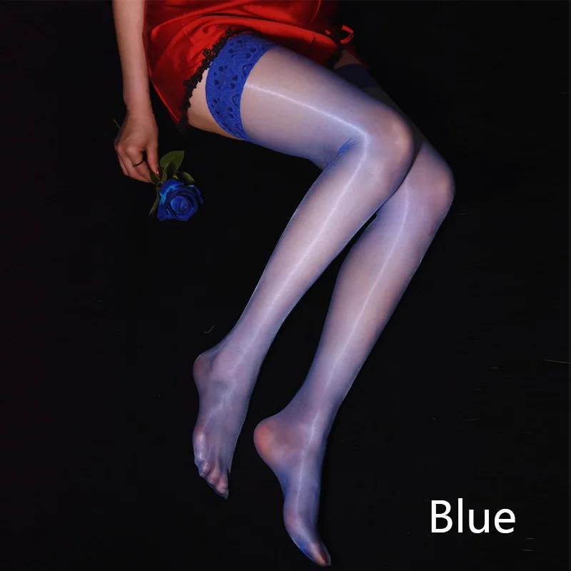 Sexy Aurora Women 1D Ultra Thin Stockings Shiny Magical Lace Top Female Elastic Stocking Non-Slip Silicone Hosiery Club Dance