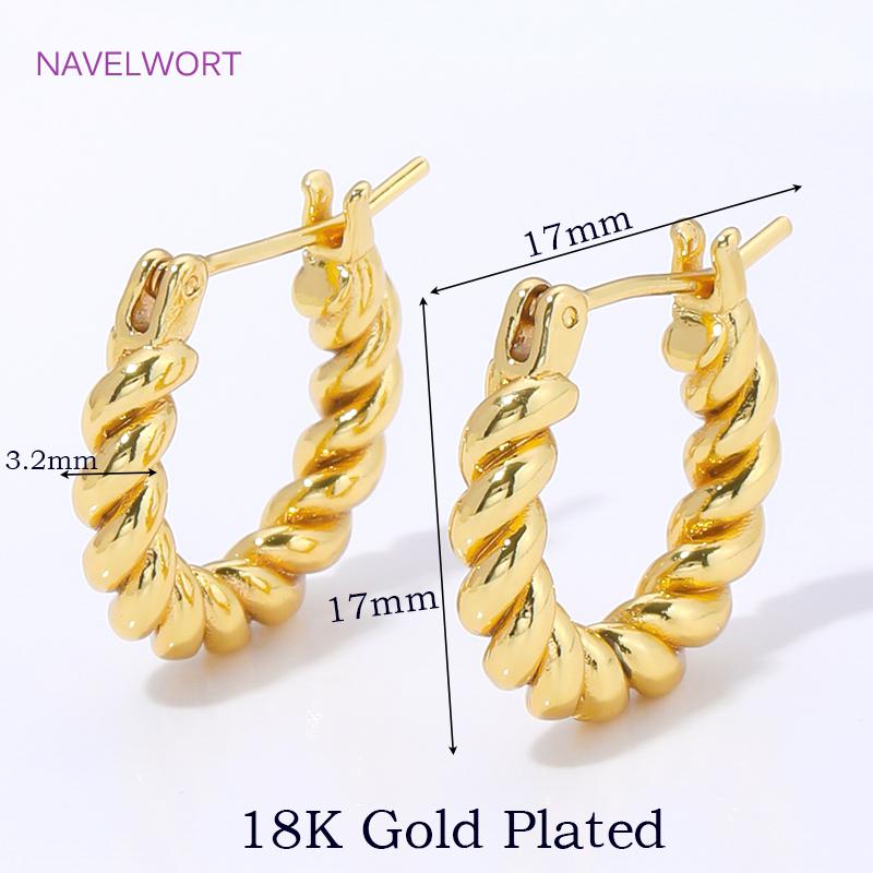 18K Gold Plated Brass Hoop Earring Huggie Earring,High Quality Round Earrings,Fashion Earring For Women Party Gifts