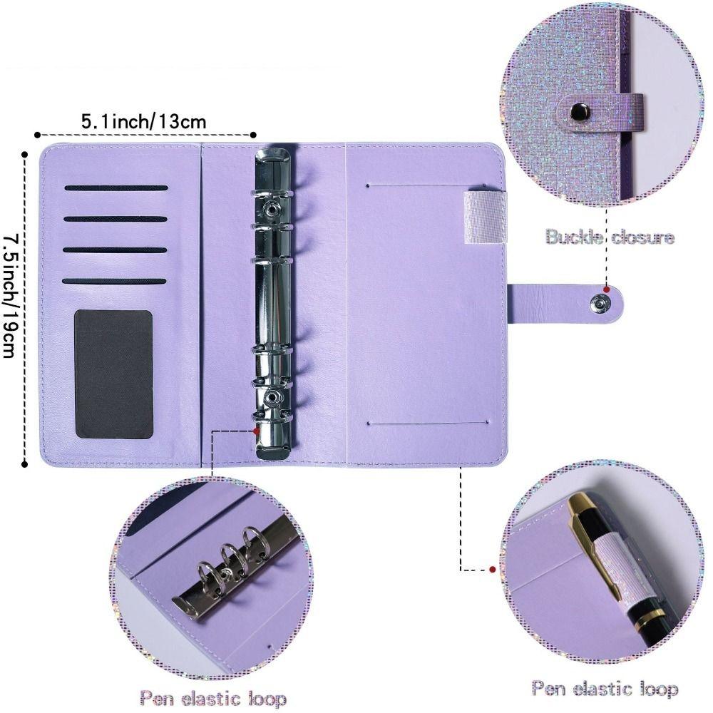 Soft Leather A6 Budget Binder 6 Hole Binder Pockets Cash Envelope Binder Financial Management