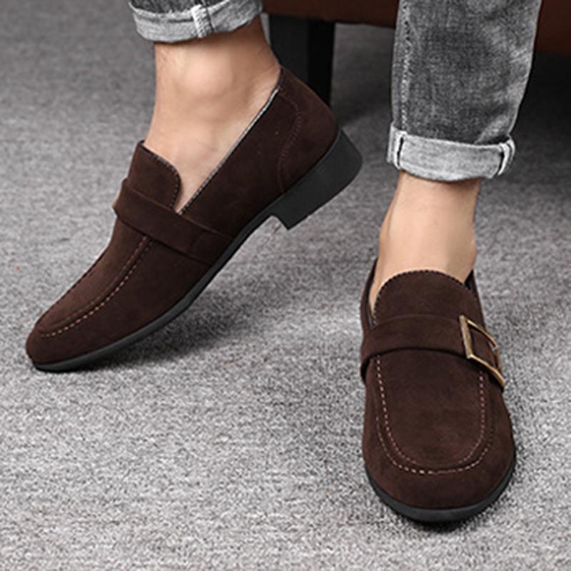 

Модные роскошные классические мужские туфли без застежек, прогулочные мокасины из замши, удобные мужские мокасины, повседневная обувь, обувь из нубука высшего качества 48 шоколадный