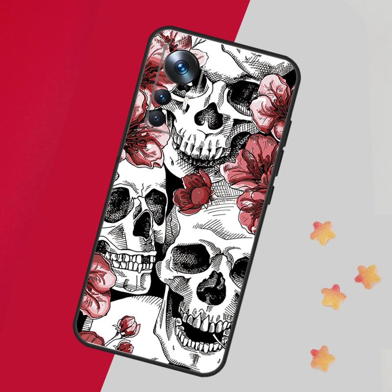 Gothic Floral Skull Case For Xiaomi 14T Pro 11T 12T 13T 13 14 15 Ultra Cover For POCO F7 F6 F5 X3 X5 X6 X7 Pro