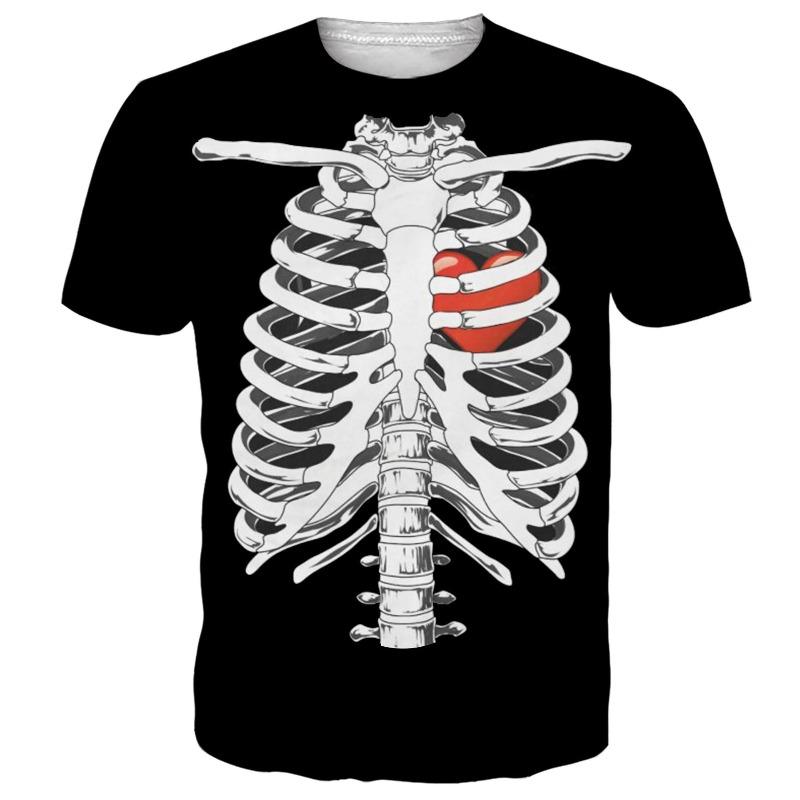 Men's 3D Printed T-Shirt Skeleton Pattern Print Short Sleeve O-Neck Pullover Casual Top
