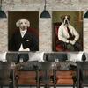 Retro-Dekor, Wandkunst, Vintage-Tiere-Poster auf Loft-Ölgemälde, Leinwand, Heimraumdekoration, Hundeauto-Bild für Heimdesign, ohne Rahmen