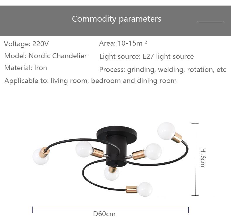 6 Heads LED Ceiling Lamp for Living Room Nordic Dome Light Home Decoration Lighting Natural Light Lighting Chandelier