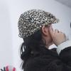 Classic Leopard Painter Hat Flat Newsboy Cap Fashion Leopard Print Beret  Women