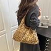 Leopard Print Frosted Handbag - Large Capacity Retro Shoulder Tote for Women, 2025 Autumn Collection