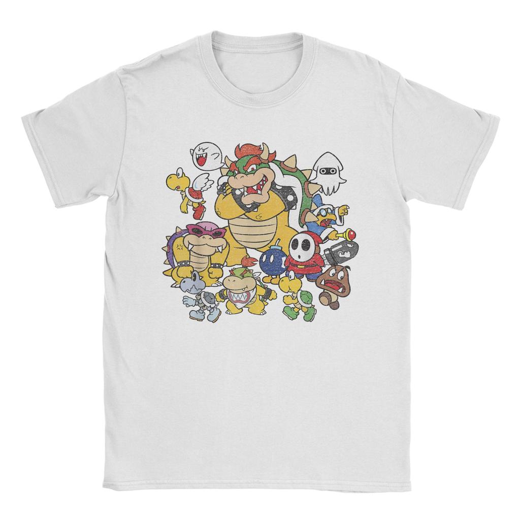 Super Marios Bowser Enemy Group Shot T Shirt for Men 100 Cotton Awesome TShirts Tee Shirt Short Sleeve Clothes Plus Size