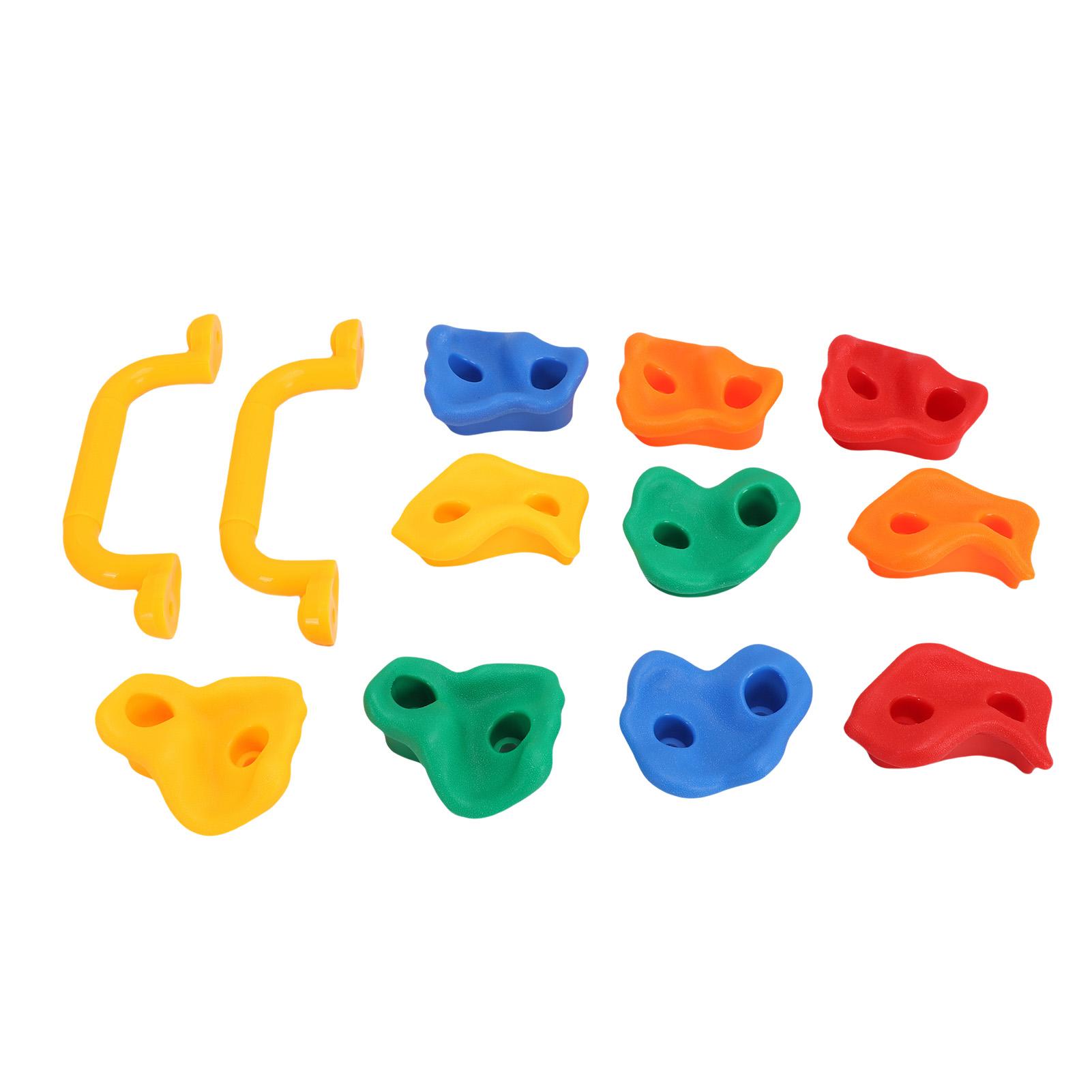 Rock Climbing Holds with Handles Mounting Hardware Multi Colored Rock Wall Climbing Kit for Indoor Outdoor