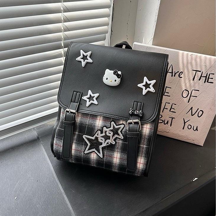 Pentagram Pattern Grid Fashion Backpack For Students And Daily Use