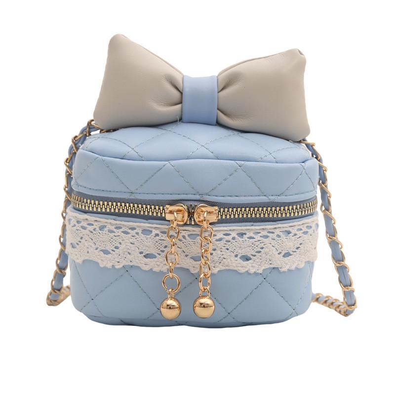 

Stylish Childrens Bowknot Bucket Bag In Modern Geometric Patterns For Everyday Use синій