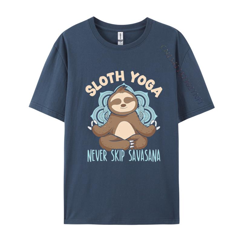Sloth Yoga Never Skip Savasana Fitnes Tshirts Men Cotton Printing TShirt Fashion Tshirt Gothic Animes