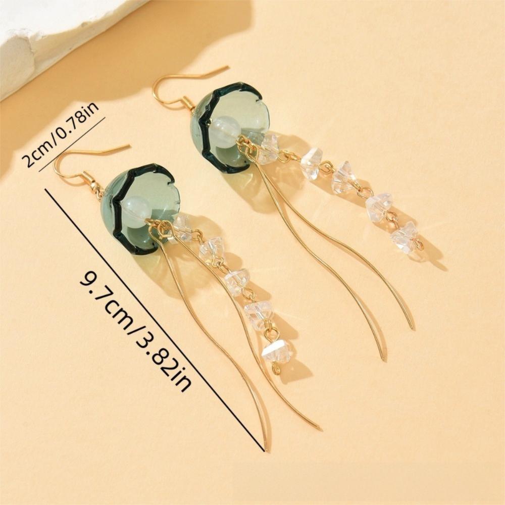 1Pair Dreamy Long Pendant Earrings Elegant Earrings Jellyfish Tassel Earrings Jewelry Accessories