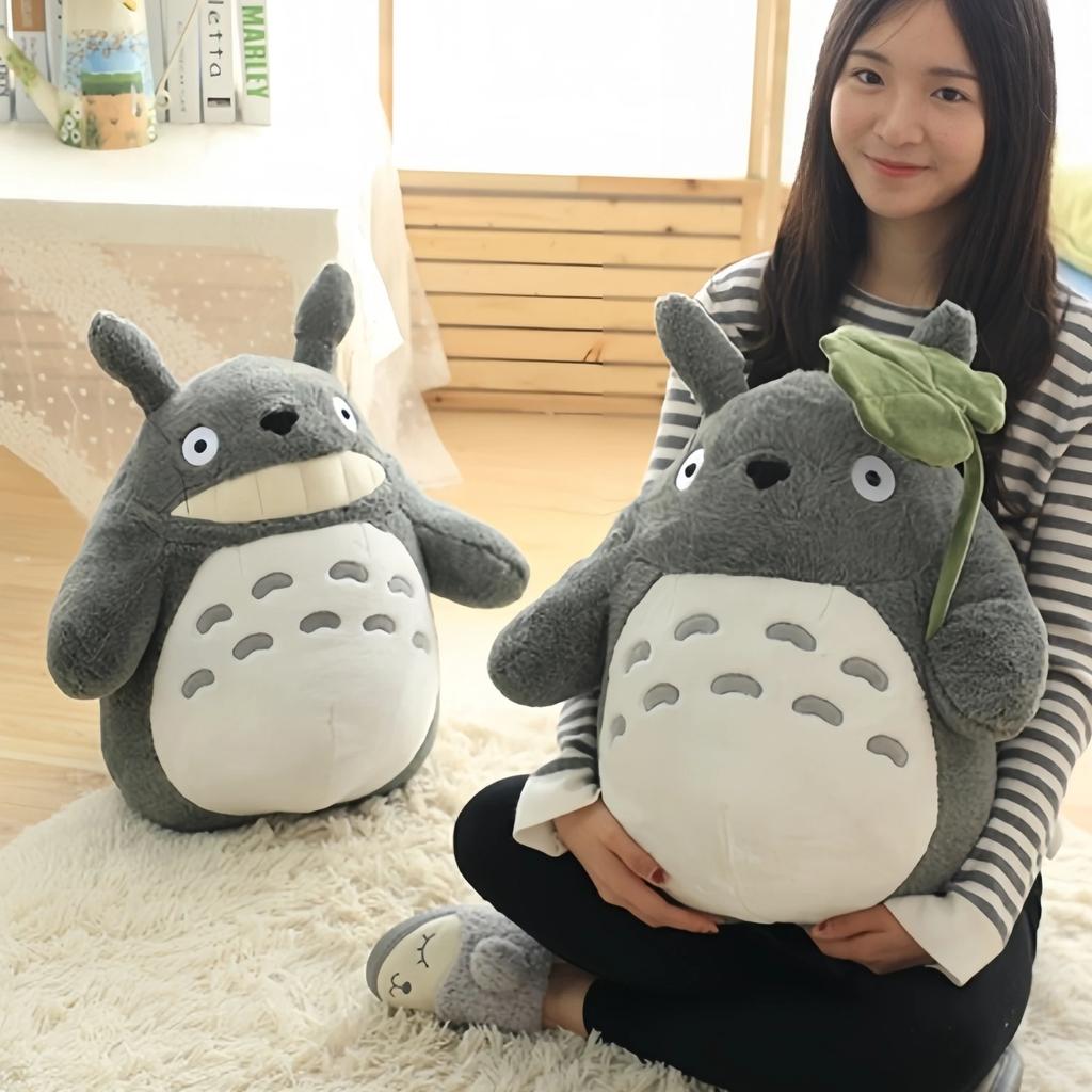 Adorable Japanese Anime Totoro Plush Toy with Lotus Leaf Stuffed Anime Totoro Doll Pillow Laugh Totoro Doll Soft Totoro Plushies