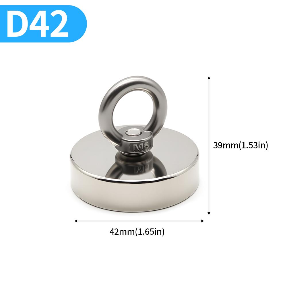 D16-D120MM Neodymium Fishing Magnet N52 Heavy Duty Rare Earth Magnet with Countersunk Hole Eyebolt Salvage Magnetic