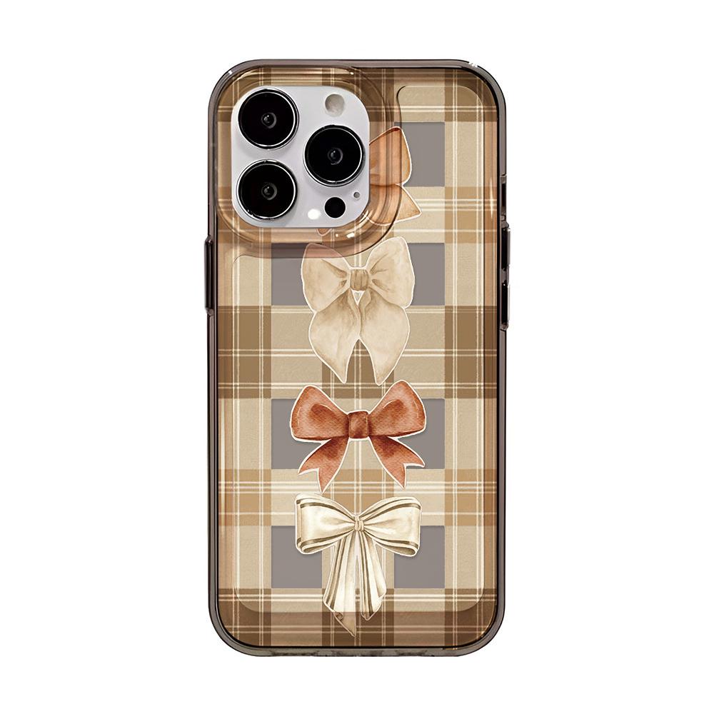 Plaid Bow Case For Iphone 17 16 15 14 13 12 11 Pro Max Shockproof Soft Phone Case Cover 13 Pro Max 15 16 17 Air