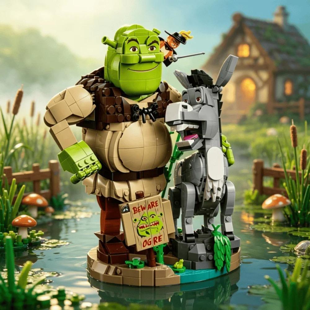 2026 Neu 1403 Teile Baustein Monster Esel Der gestiefelte Kater Tier Set Montage für Erwachsene DIY Spielzeug Feiertagsparty Spielzeug Geschenke no original box black