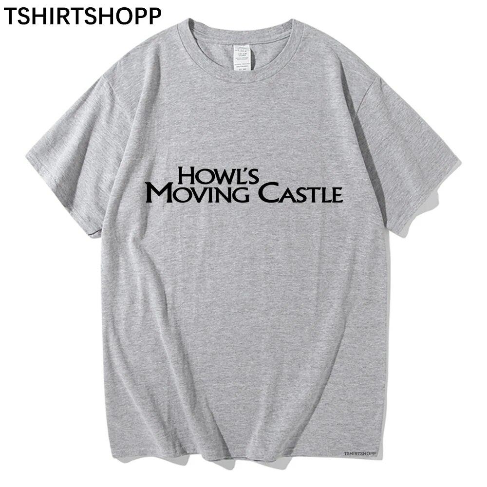 Anime Howl's Moving Castle Tişört Estetik Kadın Giysileri Yaz Sokak Giyim Tişörtü Kawaii Unisexga Tişörtler Unisex Pamuklu Üstler