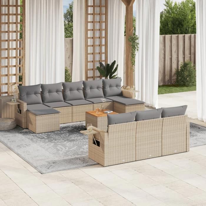 VidaXL Garden Lounge Set with Cushions 13 Pcs, Patio Sofas, Outdoor Furniture Set, Modern, Beige 3218539