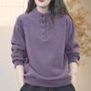 Felpa da Donna Autunno Inverno Ispessita Collo Semi-Alto Casual Versatile Slim Fit Taglie Forti Tinta Unita Top