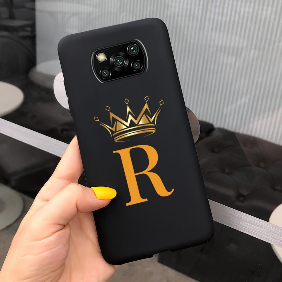 For Xiaomi Poco X3 Case Luxury Crown Letters Covers Soft Silicone Phone Case For Xiaomi Poco X3 Pro PocoX3 NFC Back Cover Bumper