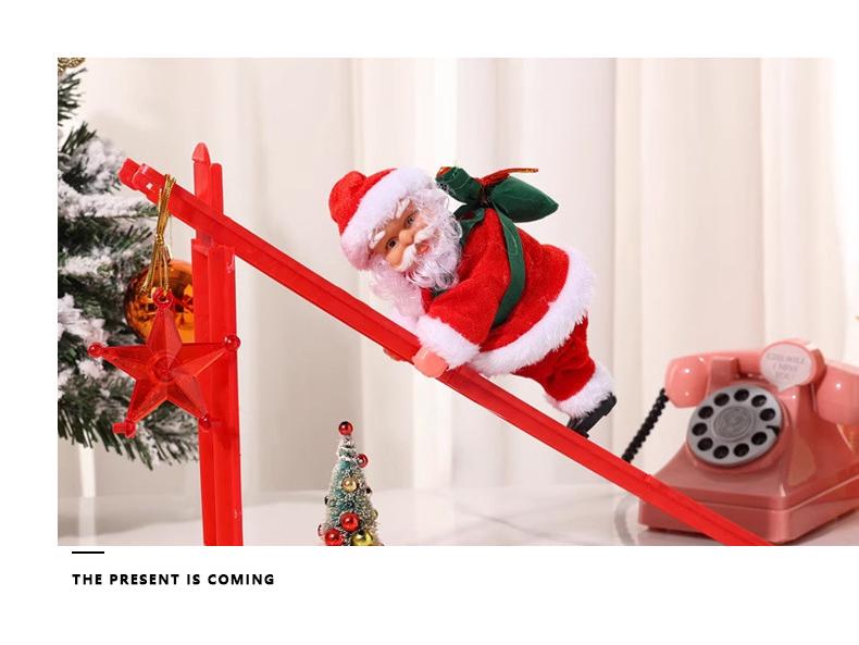 Red Climbing Santa Claus with White Ladder for Christmas Decor