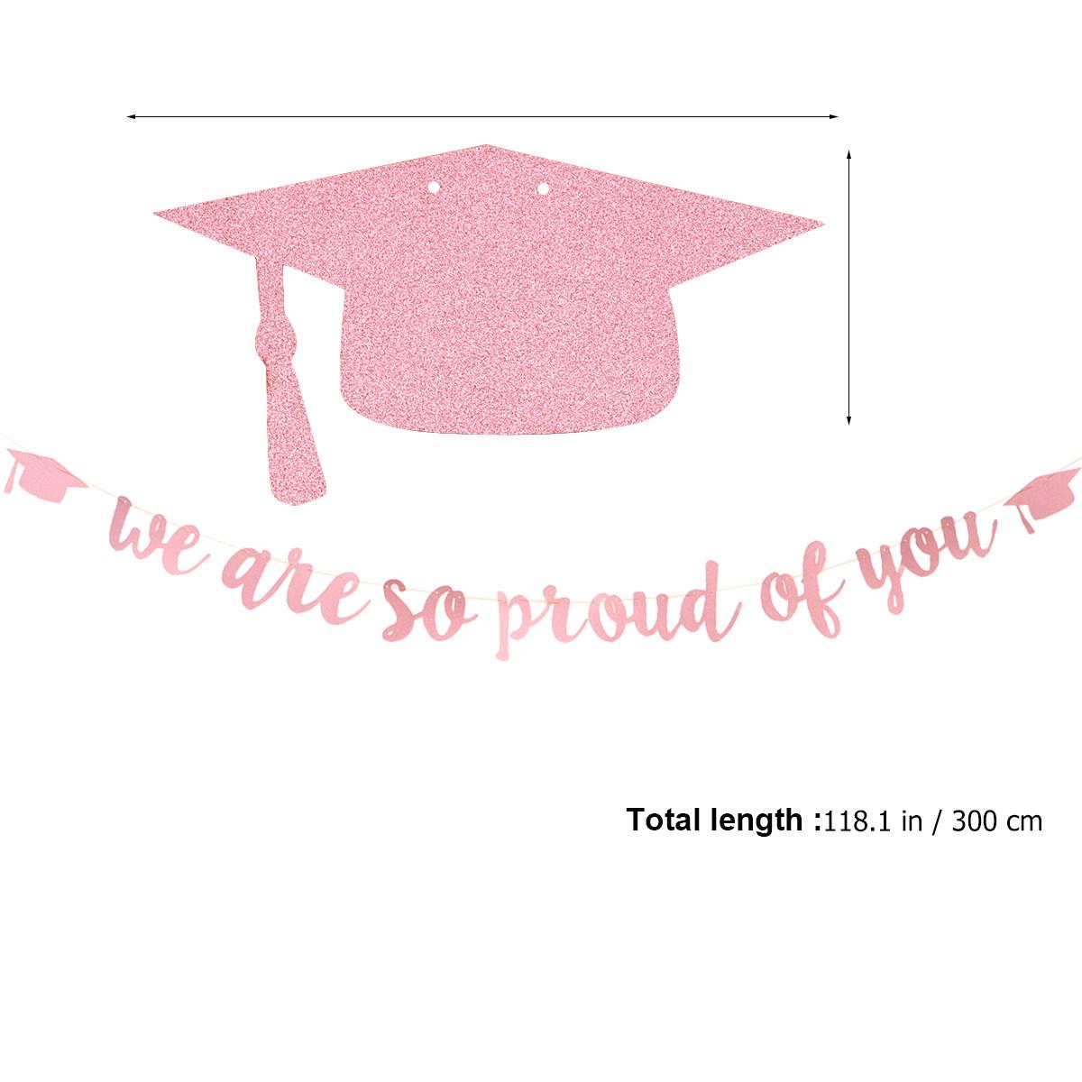 

2Pcs Rose Gold Glitter Graduation Banner Set Premium Paper Hanging Bunting for Doors Walls Windows Photo Backdrop Grad Party золотистий