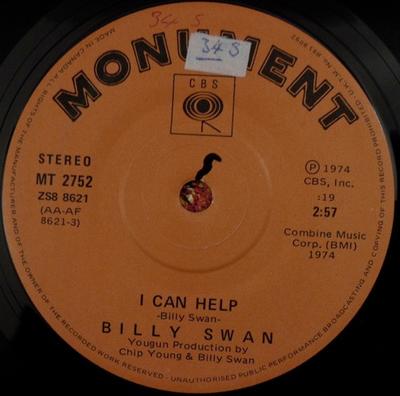 7-Zoll-Schallplatte BILLY SWAN - I Can Help MT2752 Monument 1974 UK Rock Used