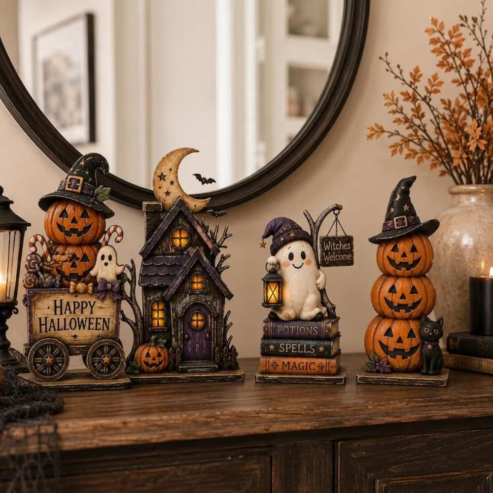 2D Flat Wood Haunted House Statue Spooky Halloween Wooden Sign Home Decor