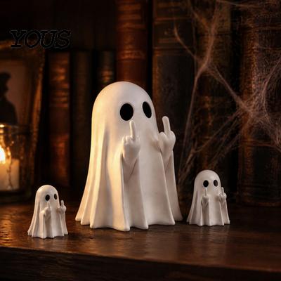 Individuelle Geisterfiguren Mini Mittelfinger Figurinen für Halloween Dekorationen, Miniatur Harz Süßes oder Saures Geschenke Statue Stufig