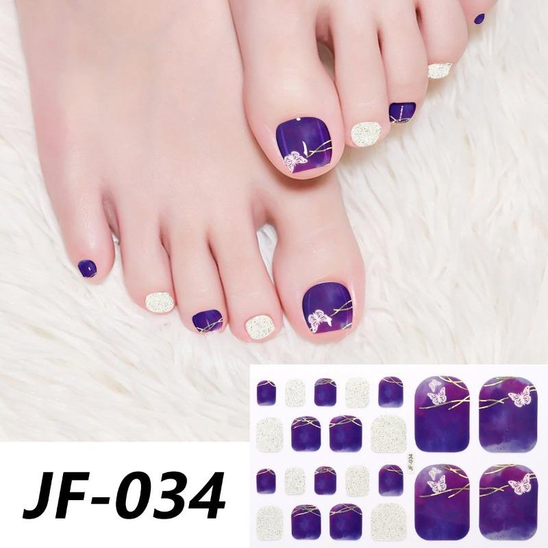 Naklejki na paznokcie u stóp w jednolitym kolorze, z brokatem i efektem kociego oka, wodoodporne, wybielające, pełne naklejki, naklejki na paznokcie u stóp, naklejki na paznokcie z efektem aurora