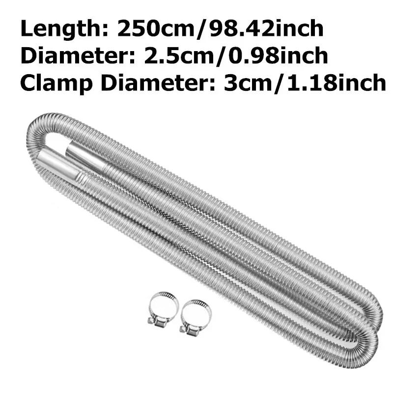 60cm-300cm Air Diesel Parking Heater Stainless Steel Exhaust Pipe Tube Vent Hose Elbow Connector w /Clamps For Car Truck Van
