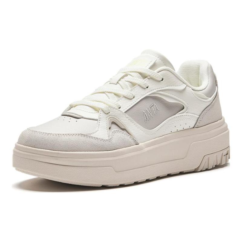 Anta Platform Sandals Wear-Resistant Low-Top Skateboard Shoes Women's White Sneakers 922348072-3