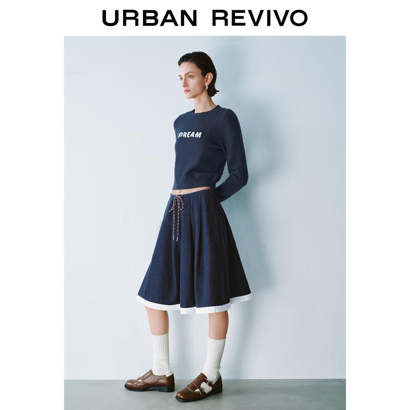 UR 2025 Spring Women's College Style Letter Beaded Knit Cardigan