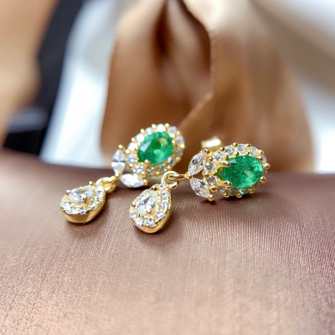 

Женские серьги BELLA BOX Temperament с овальными серьгами из медного сплава с цирконом 5А зелёный