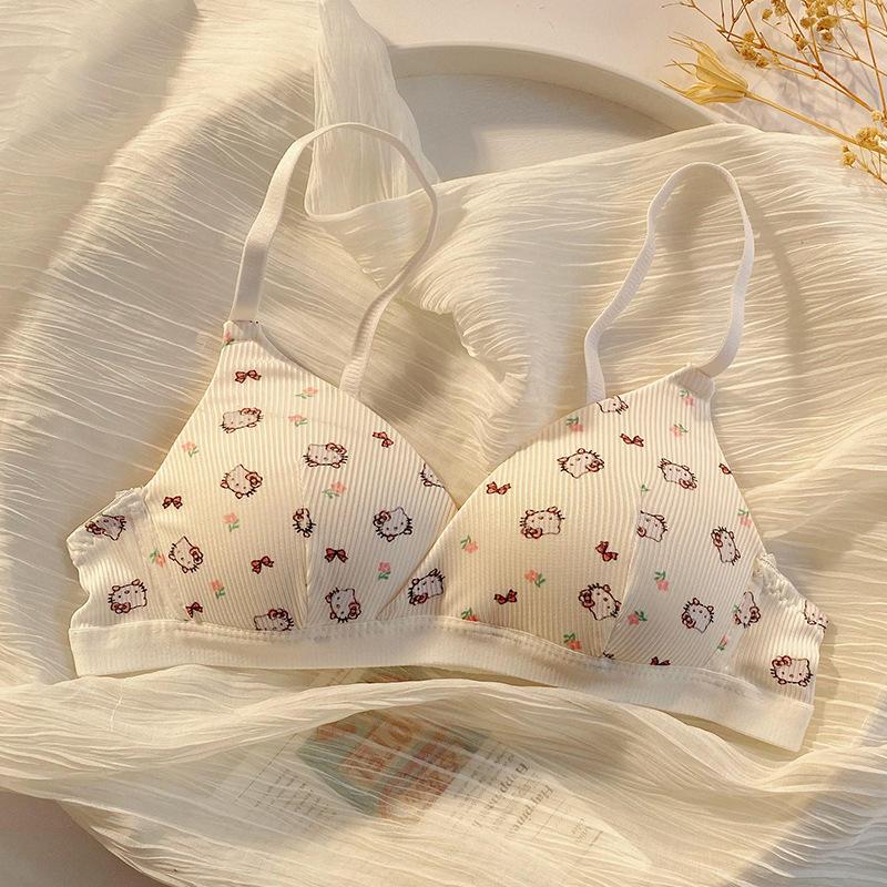 Women's Teen Girl French Triangle Cup Thin Small Bust Seamless Push Up Wireless Comfortable Breathable Student Bra