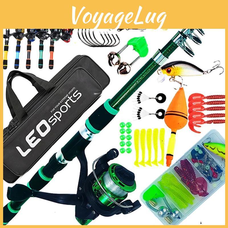 Leofishing Fishing Pole Kids New Set Full Kits With Telescopic Fishing Rod And Spinning Reel Baits Hooks Saltwater Travel Pole Set