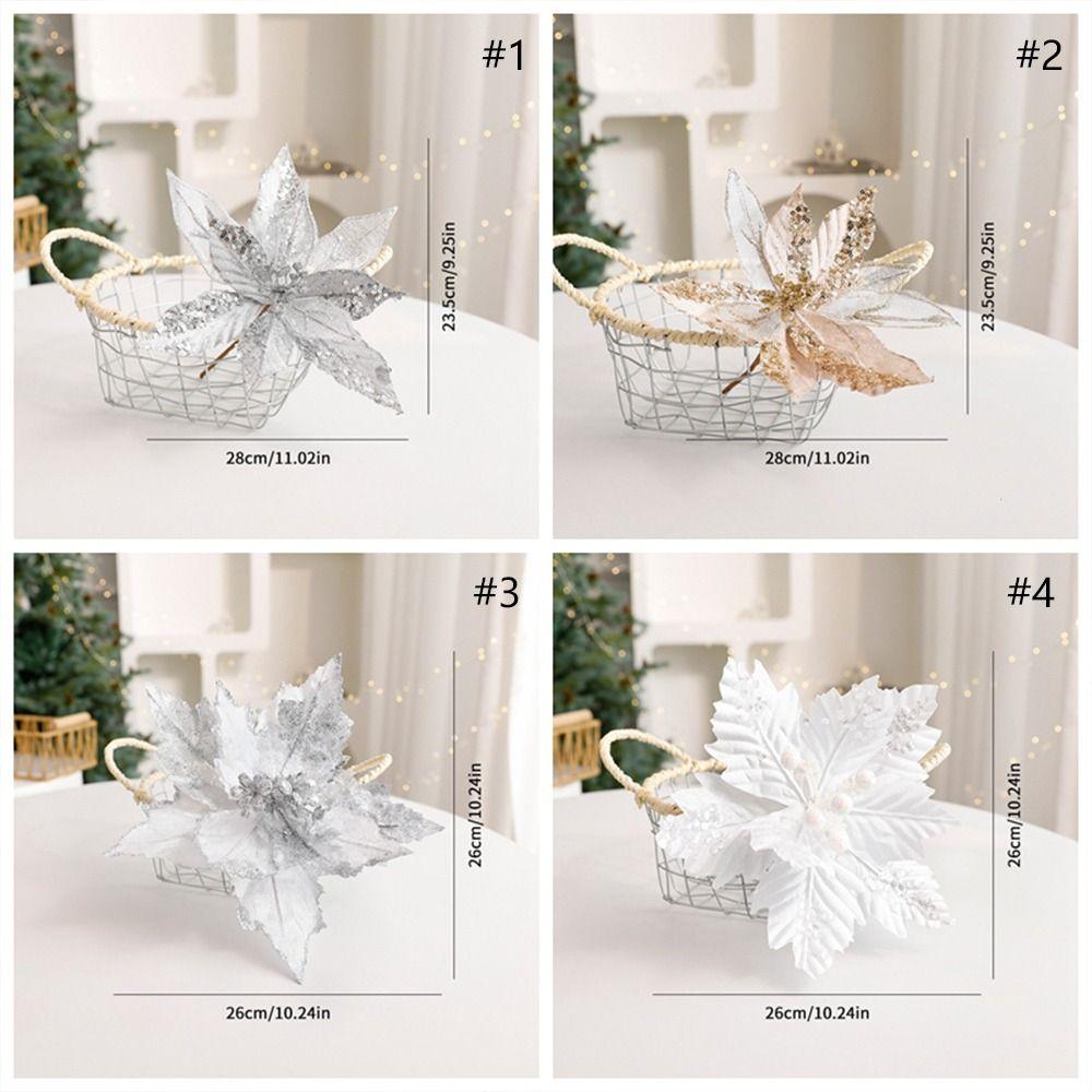 Hanging Artificial Glitter Christmas Flower Sequins Christmas Tree Ornaments  Wedding Party Decor