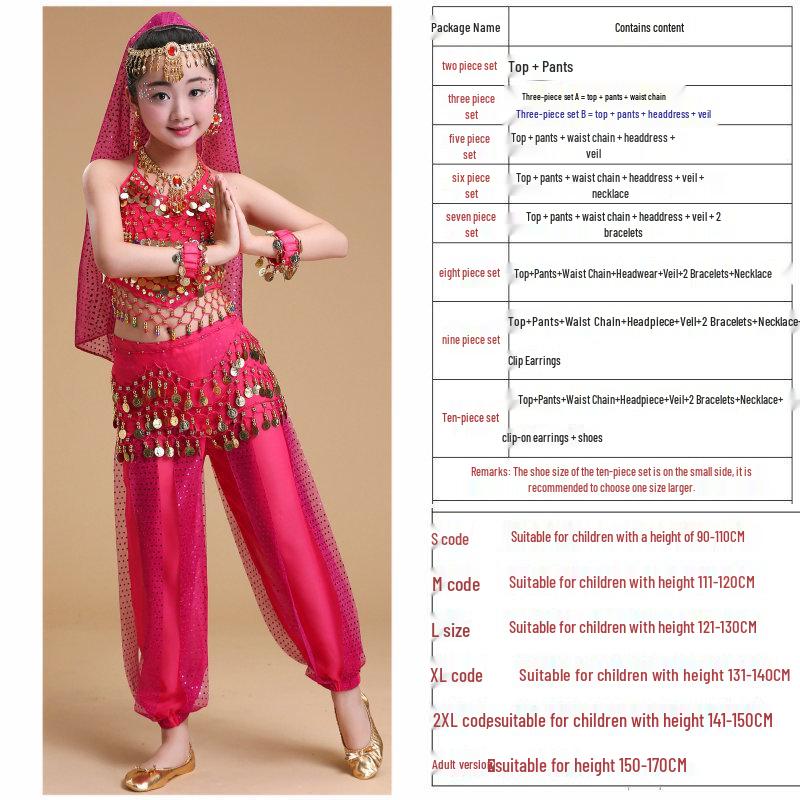 

Детский этнический костюм для танца живота Синьцзян L: Height 121-130cm