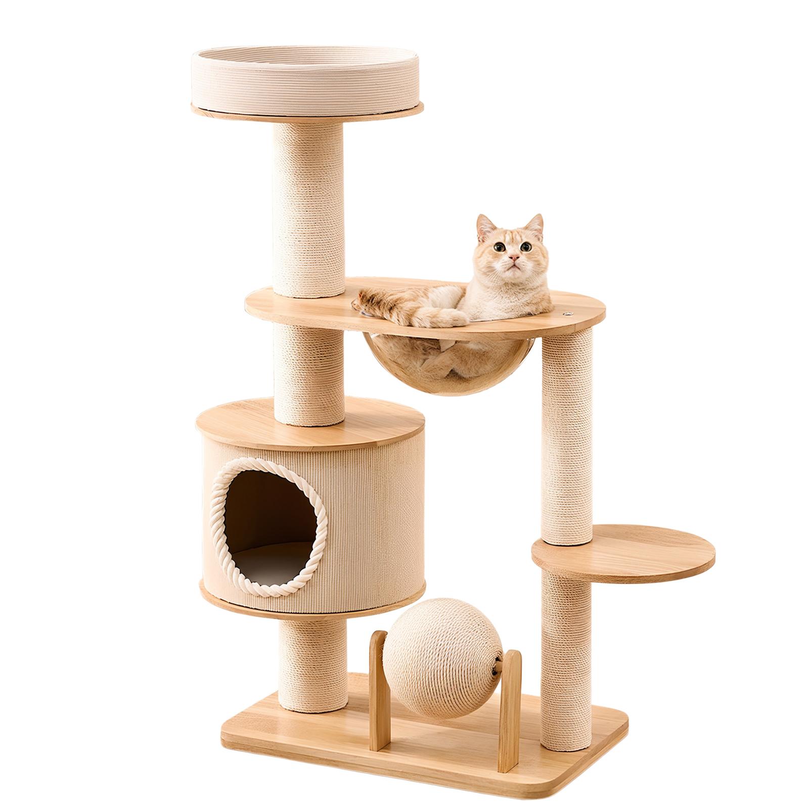 Multifunctional Cat Climbing Frame with Jumping Platform Integrated Cat Nest Scratching Post Breathable Pet House for Indoor Cat