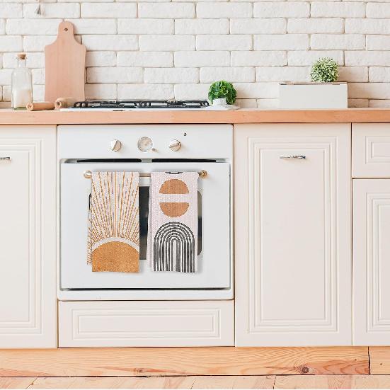 IWXYI Dish Towels, Mid Century Modern Boho Waffle Weave Kitchen 1624 Inches Set of 2, Modern Abstract Decorative Hand Towels and Dish Cloths