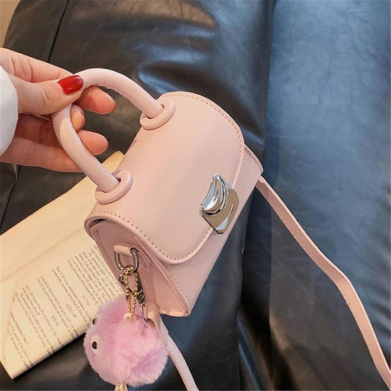 PU Leather Messenger Bag for Women Korean Style Shoulder Bag Casual Crossbody Bag Small Square Bag Female Mini Handbag  White