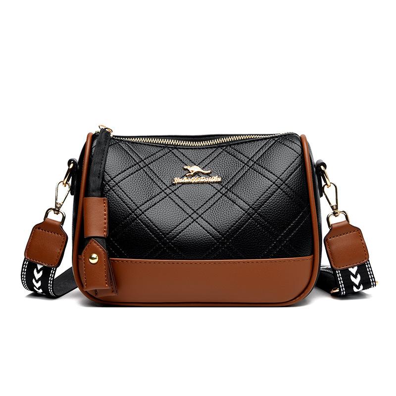 New Women's Bag Simple and Versatile Middle-aged Mother's Embroidered Diamond Crossbody Bag Large Capacity Shoulder Bag