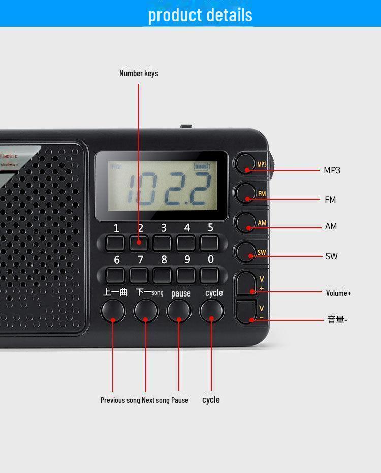 Tuoxiang 6621 Multi-Function Elderly Radio & Portable Card Player