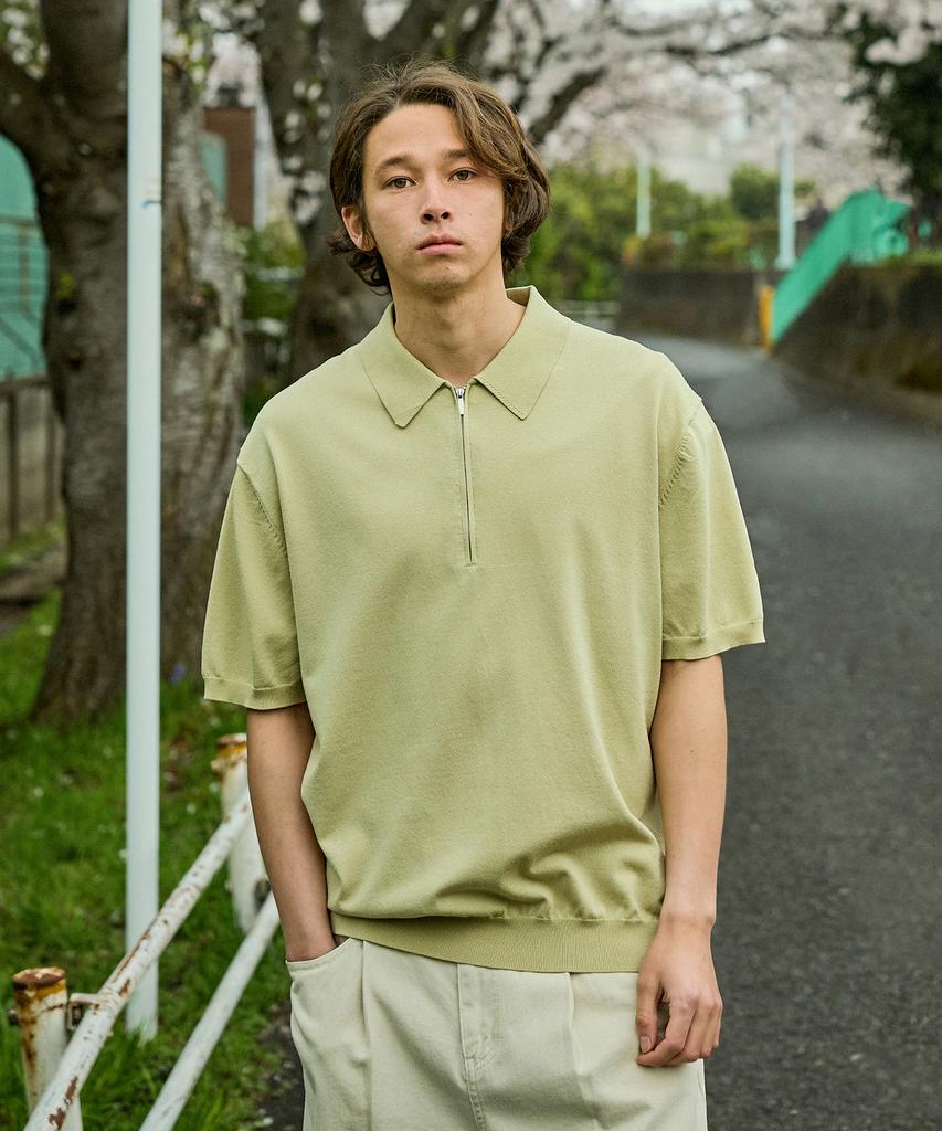 MINIMALPROJECT Linen-Like Cool Dry Half Zip Collared Short Sleeve Knit Mnt112 / 7 Colors
