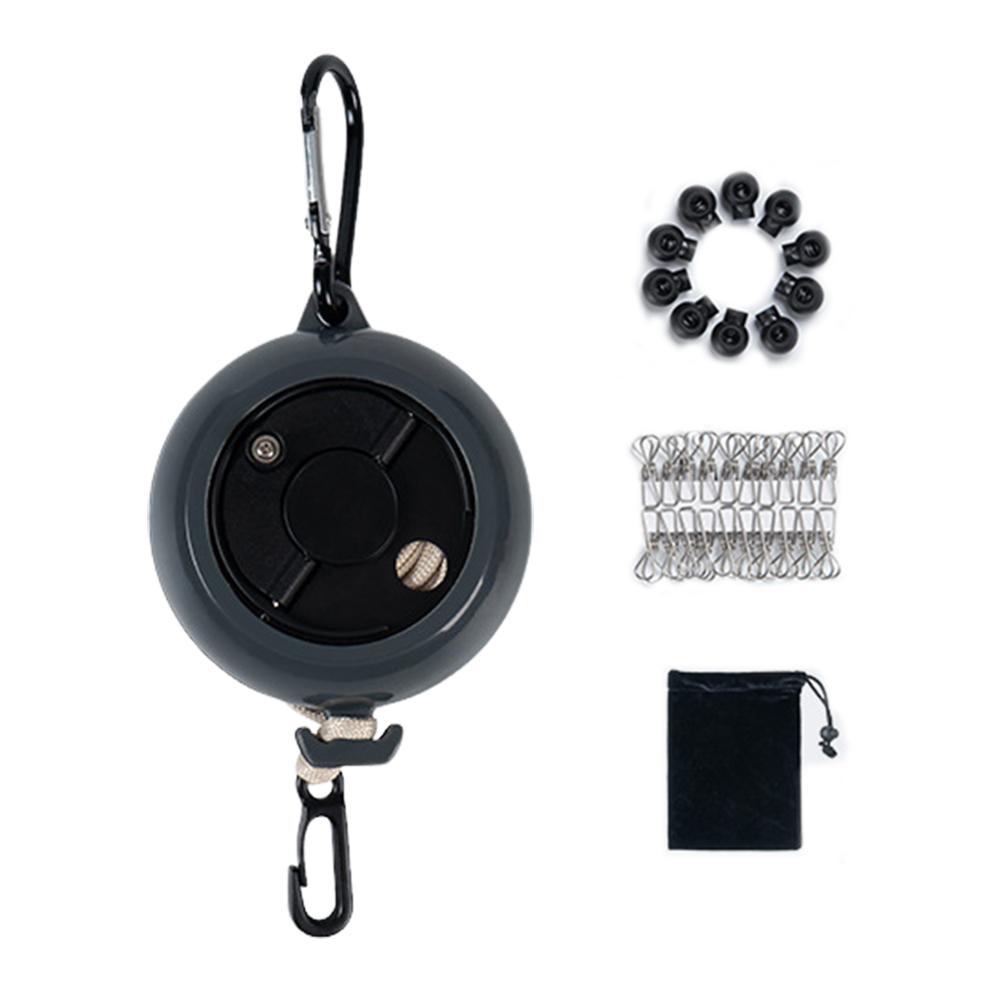 10 Meter Einziehbare Wäscheleine Ausziehbar Tragbar Reise-Wäscheleine mit 10 Festen Schnallen und 20 Wäscheklammern für Draußen