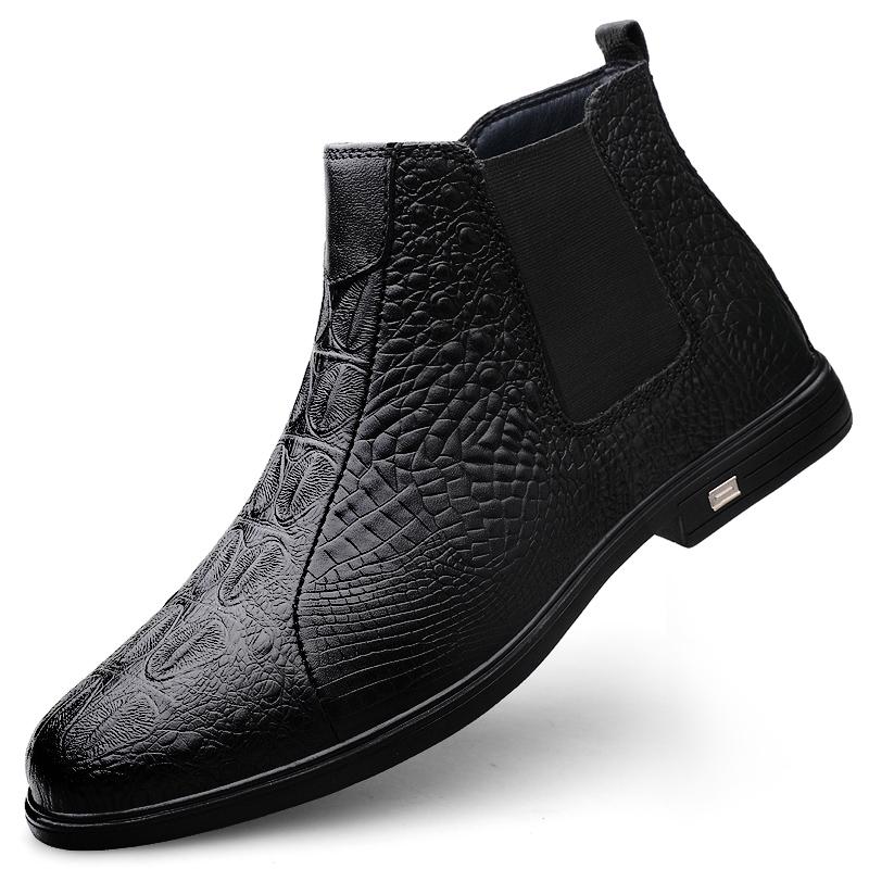 Модные мужские ботинки с крокодиловым узором большого размера 46 модные тактические ботинки на платформе кожаные военные ботинки мужские брендовые мотоциклетные ботинки 37 чёрный 9835₽