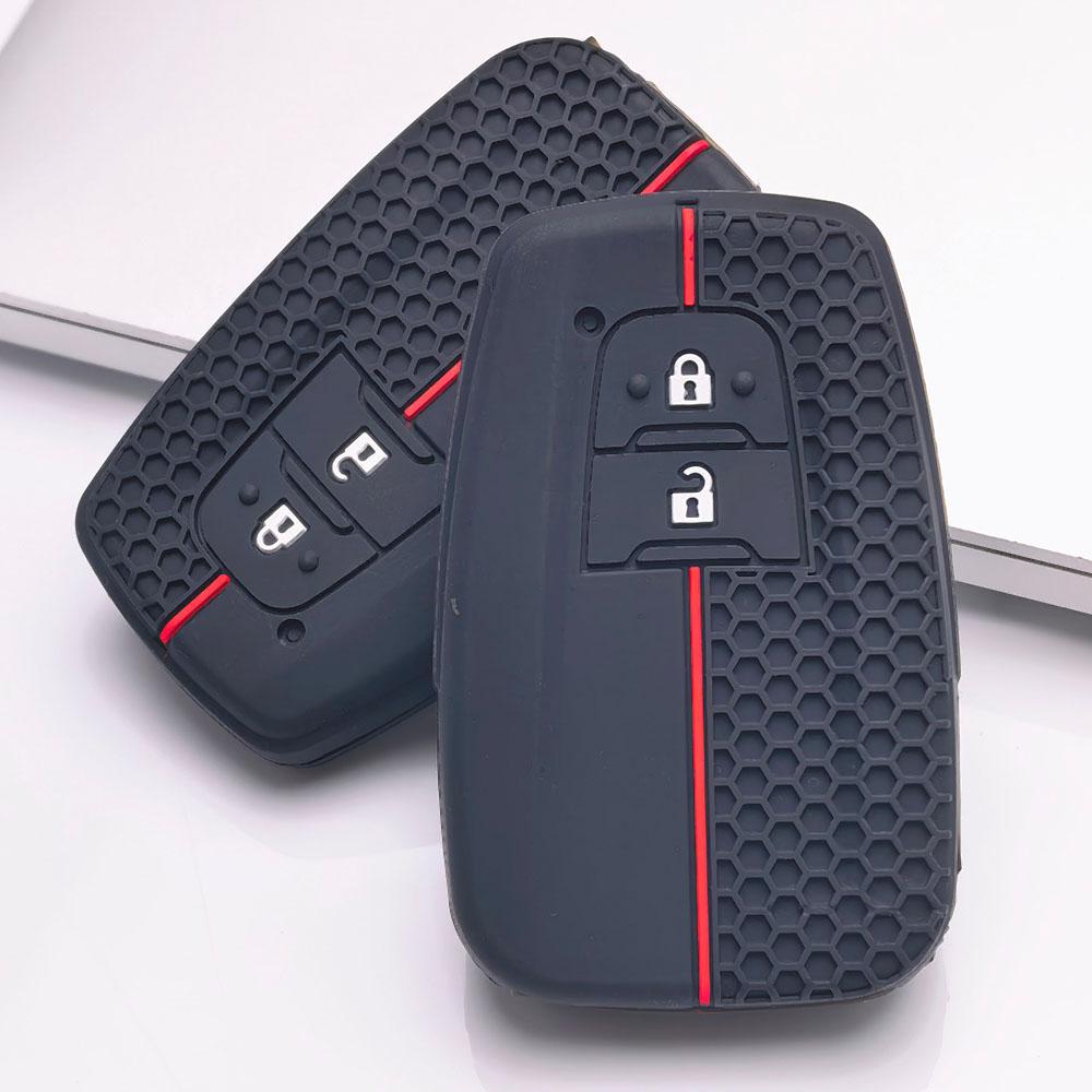 Silicone Key Fob Cover Fit for Toyota Corolla Camry RAV4 Highlander Avalon C-HR Prius Smart 2 Button Remote Key, Fits Toyota Corolla Camry RAV4 Prius
