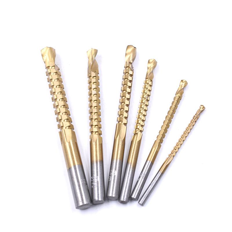 Titanium-Coated Serrated Twist Drill Bit for Woodworking and Grooving