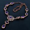 Amethyst Copper Electroformed Necklace with Adjustable Chain, Handmade Gemstone Jewelry Necklace For Memorial Day Product