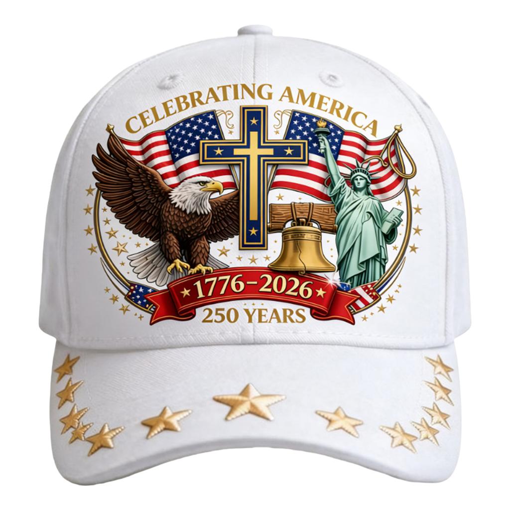 1776-2026 American Flag Print Hat Baseball Cap Patriotic Outdoor Washed Cotton Eagle Quick Dry Breathable Adjustable Cap for Men